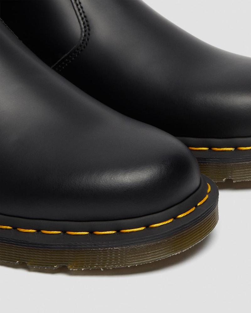 Dr Martens 2976 Yellow Stitch Smooth Leren Laarsjes Heren Zwart | NL 314AHK